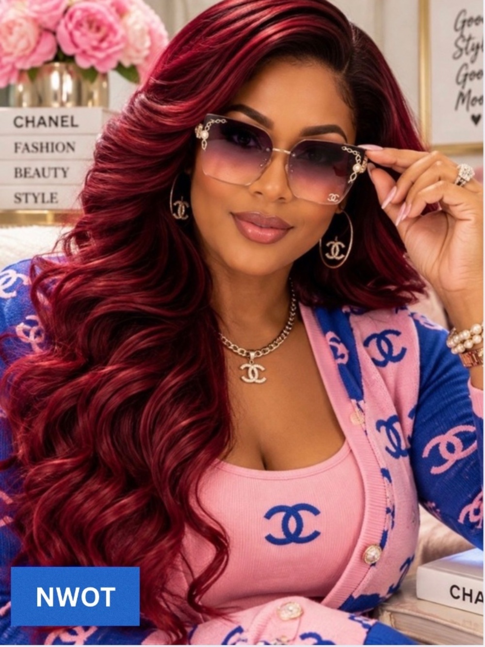 SUNGLASSES: CC Monogram Pink Ombré & Golden Gradient & Oversized, NWOT